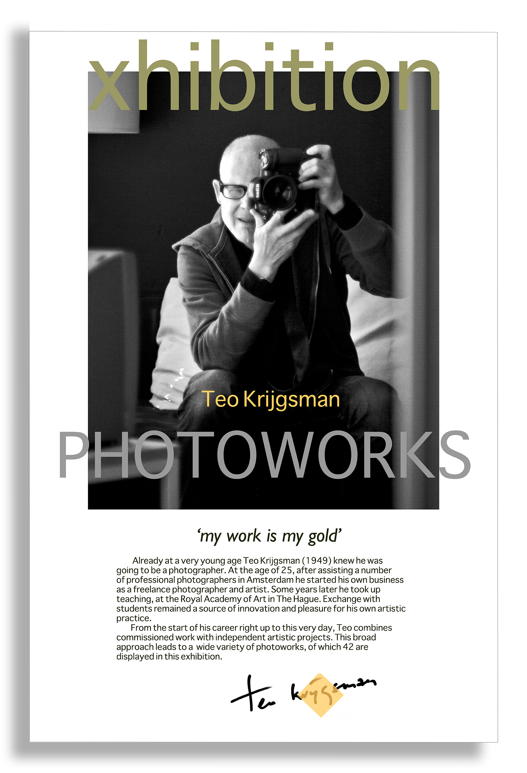 Poster Expo 'My Work is my Gold', gesigneerd op goudfolie